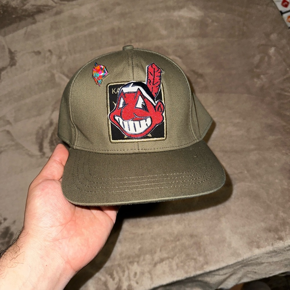 Olive green Cleveland Indians Hat SnapBack  MLB Chief Wahoo